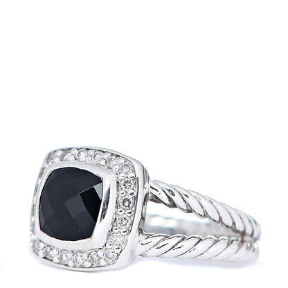 David Yurman Sterling Silver Diamond Black Onyx 7mm Petite Albion Ring 51 5.75 2 of 4