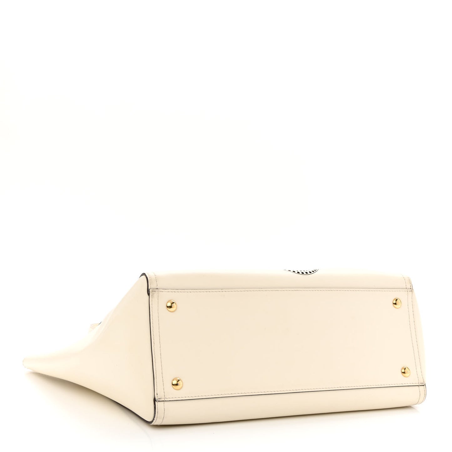 Calfskin Perforated Logo Bonnie Tote Ivory Black