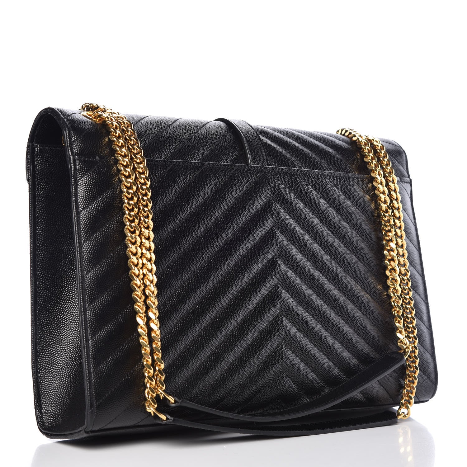 Saint Laurent Grain De Poudre Matelasse Chevron Large Monogram Satchel Black 3 of 10