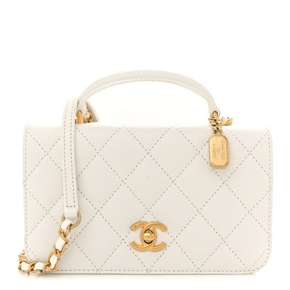 Chanel Caviar Quilted Mini Top Handle Flap White 1 of 13