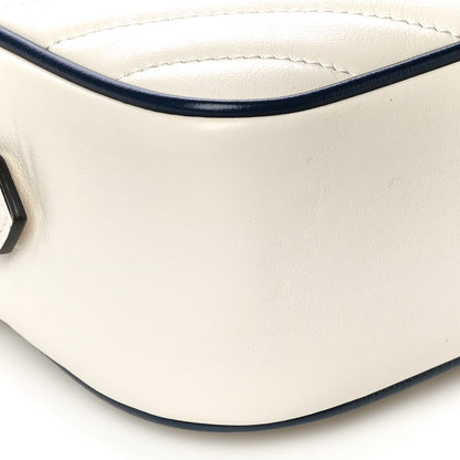 Gucci Vintage Effect Calfskin Matelasse Diagonal Small Torchon GG Marmont Chain Shoulder Bag Mystic White Blue Agata 9 of 13