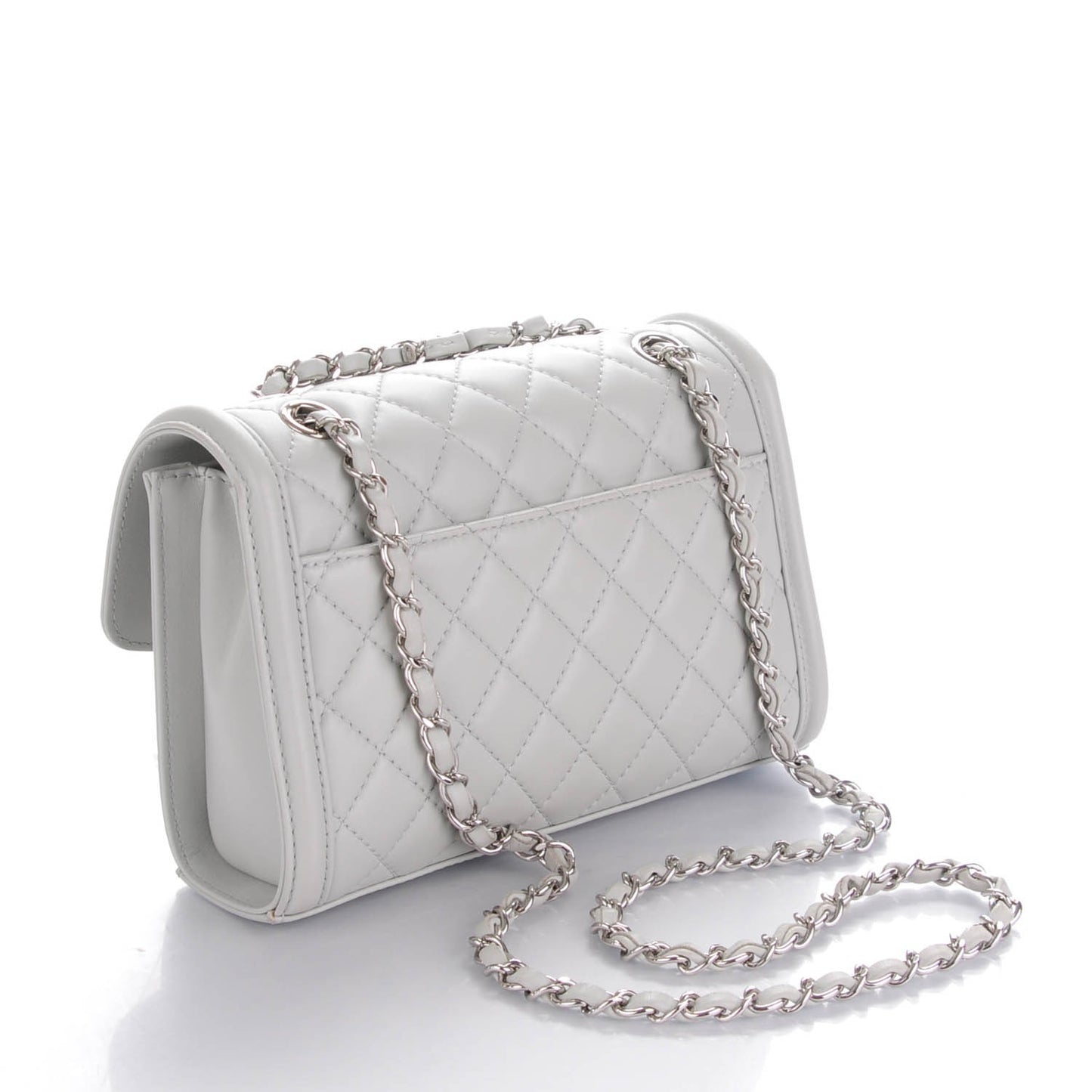 Lambskin Quilted Small Geometric Flap Light Grey