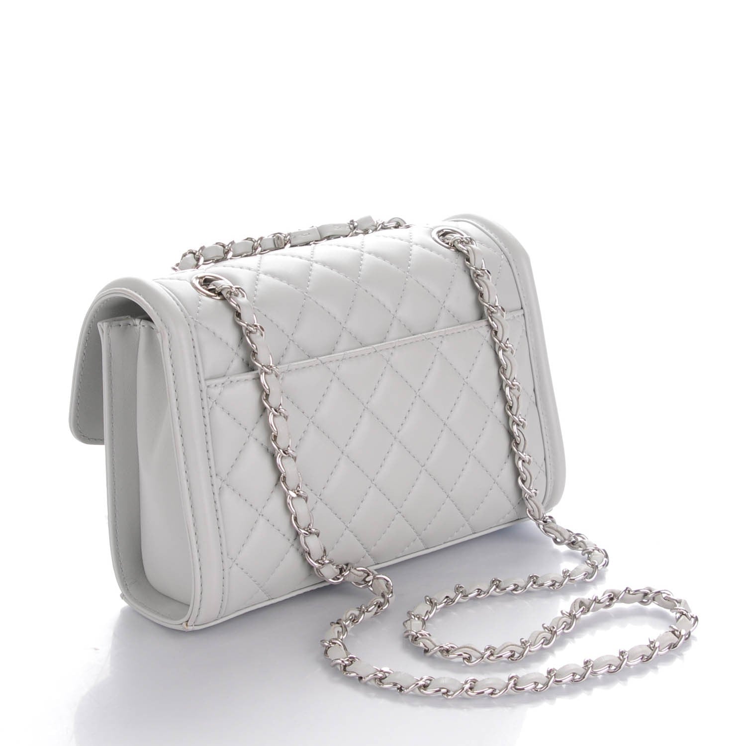 Chanel Lambskin Quilted Small Geometric Flap Light Grey 3 of 7