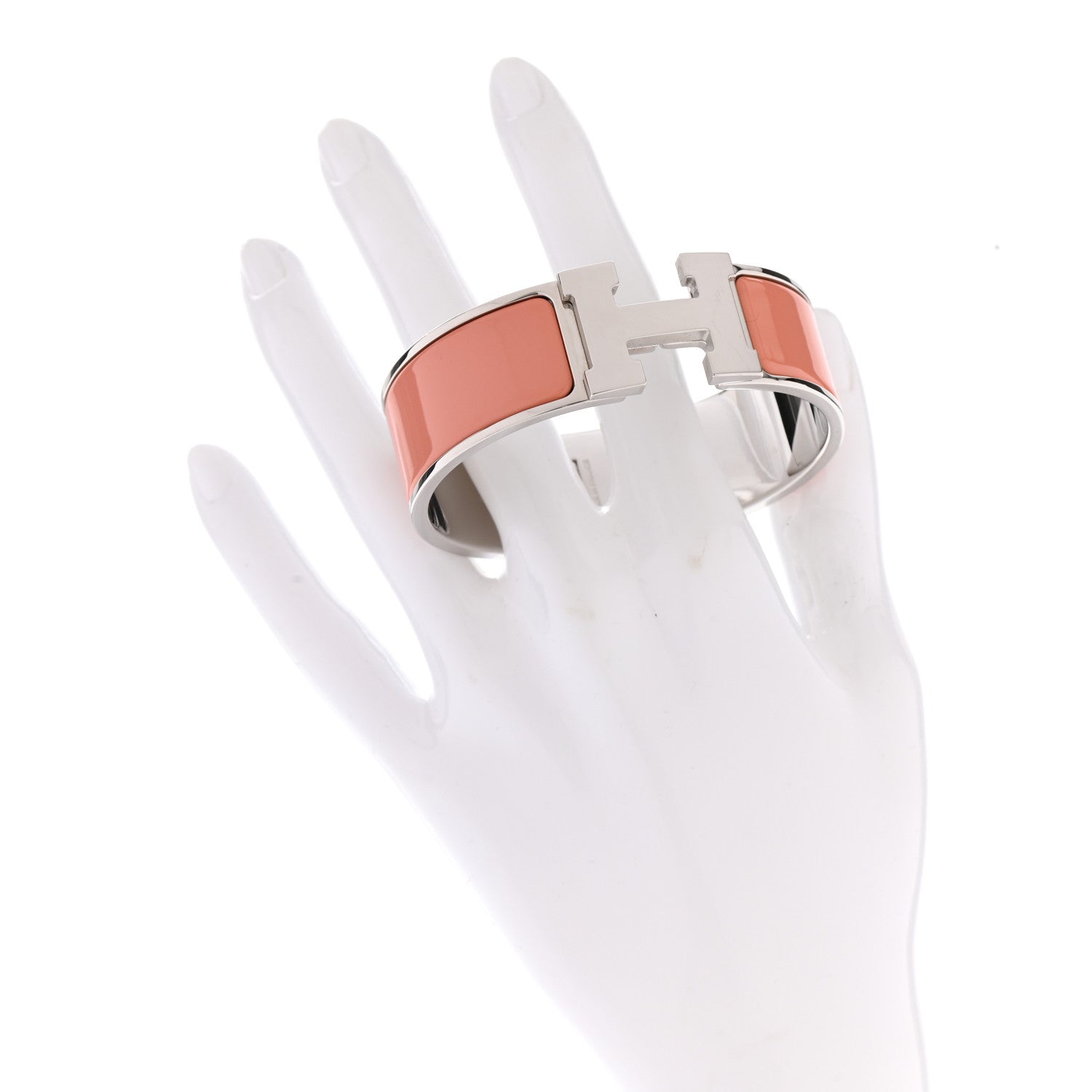 Hermes Enamel Wide Clic Clac H Bracelet GM Rose Saumon 2 of 5