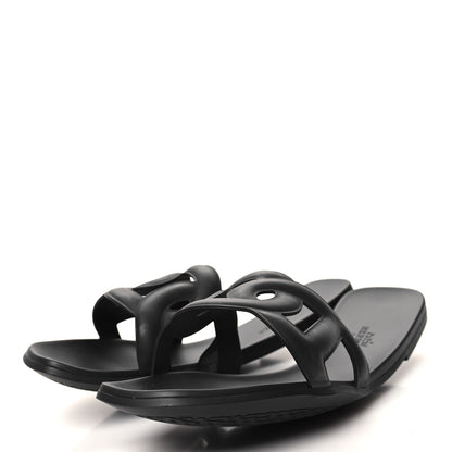 Hermes Rubber Aloha Sandals 41 Black 3 of 8