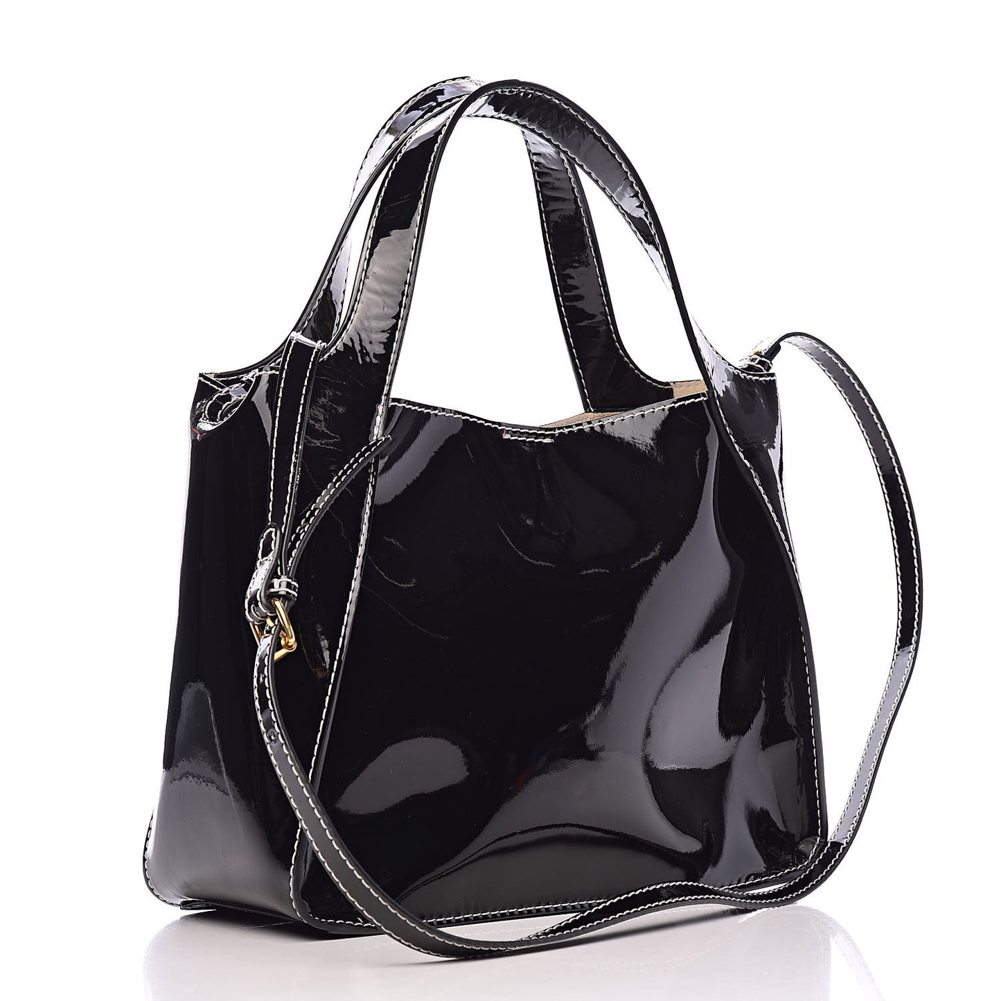 Eco Alter Patent Perforated Logo Satchel Black