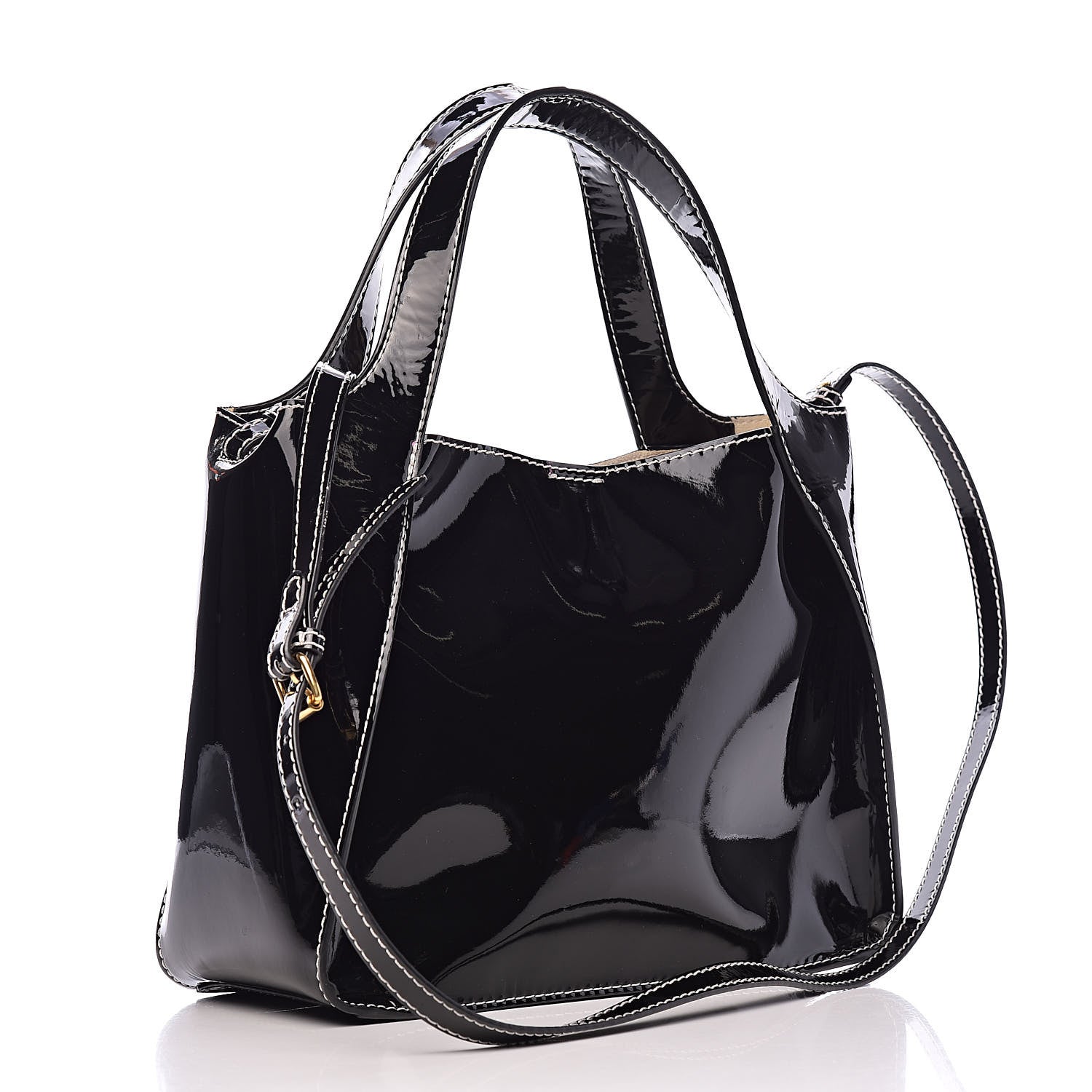 Stella McCartney Eco Alter Patent Perforated Logo Satchel Black 4 of 11