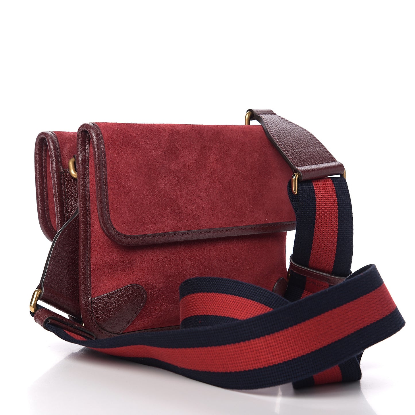 Suede Neo Vintage Web Small Messenger Bag Red