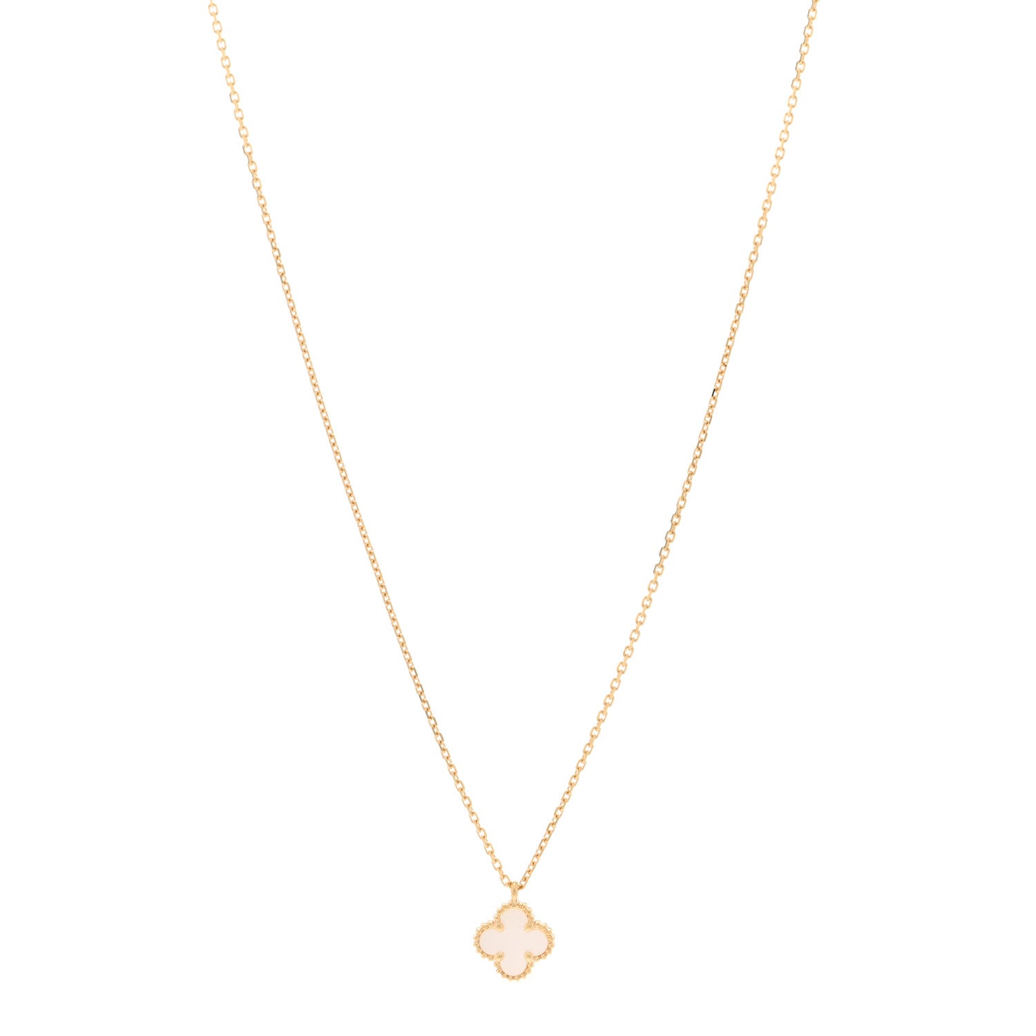 Van Cleef & Arpels 18K Yellow Gold Mother of Pearl Sweet Alhambra Pendant Necklace 1 of 6