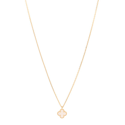 Van Cleef & Arpels 18K Yellow Gold Mother of Pearl Sweet Alhambra Pendant Necklace 1 of 6