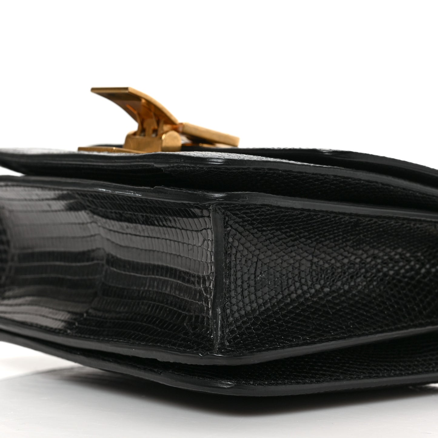 Lizard Small Classic Box Flap Bag Black