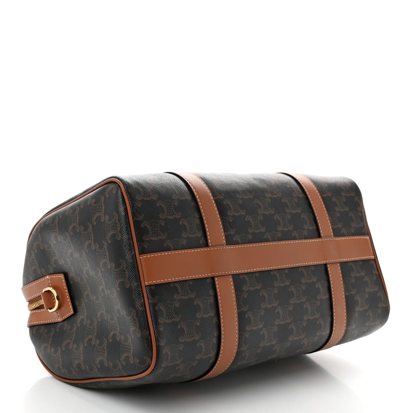 Triomphe Canvas Calfskin Boston Bag Tan