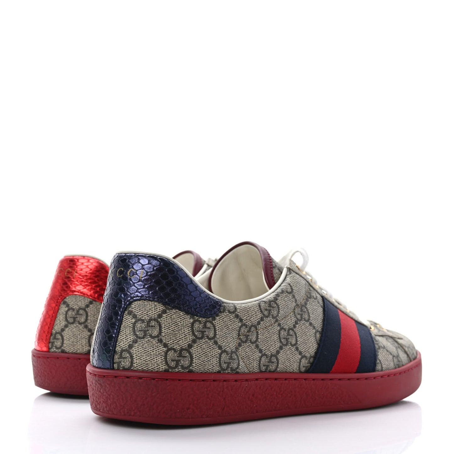 GG Supreme Monogram Ayers Mens New Ace Low-Top Sneaker 9.5 Blue Red