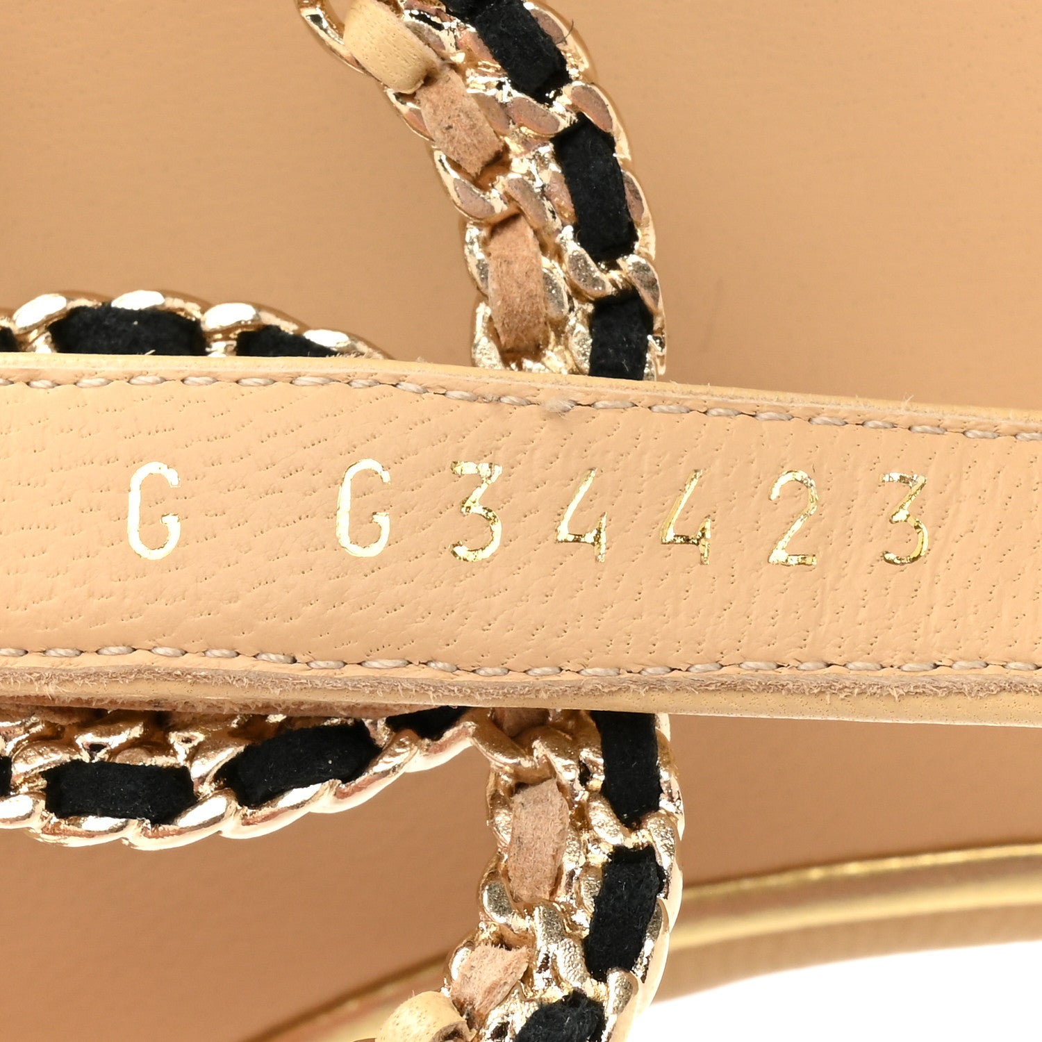 Chanel Lambskin CC Chain Thong Sandals 36.5 Beige 8 of 9