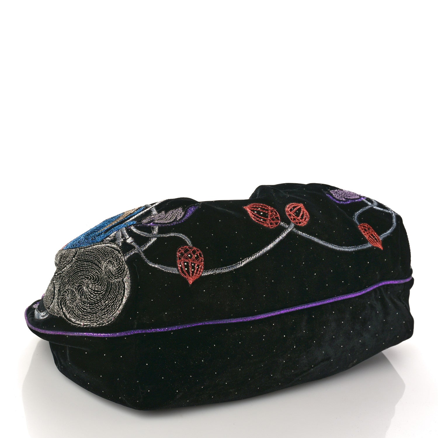 Fendi Velvet Embroidered Squirrel Spy Black Multicolor 4 of 13