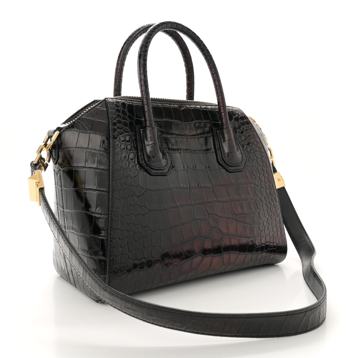 Givenchy Calfskin Crocodile Embossed Small Antigona Black 3 of 14