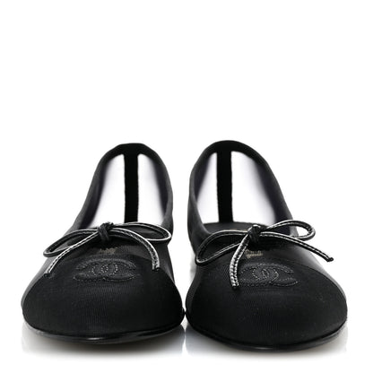 Chanel Mesh Grosgrain CC Cap Toe Ballerina Flats 37 Black 3 of 10