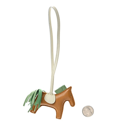 Hermes Milo Lambskin Grigri Rodeo Horse Bag Charm PM Sesame Vert Criquet Craie 2 of 4