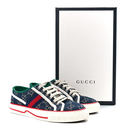 Gucci New Denim GG Monogram Web Womens 1977 Tennis Sneakers 36.5 Blue Tea Mystic White 8 of 8