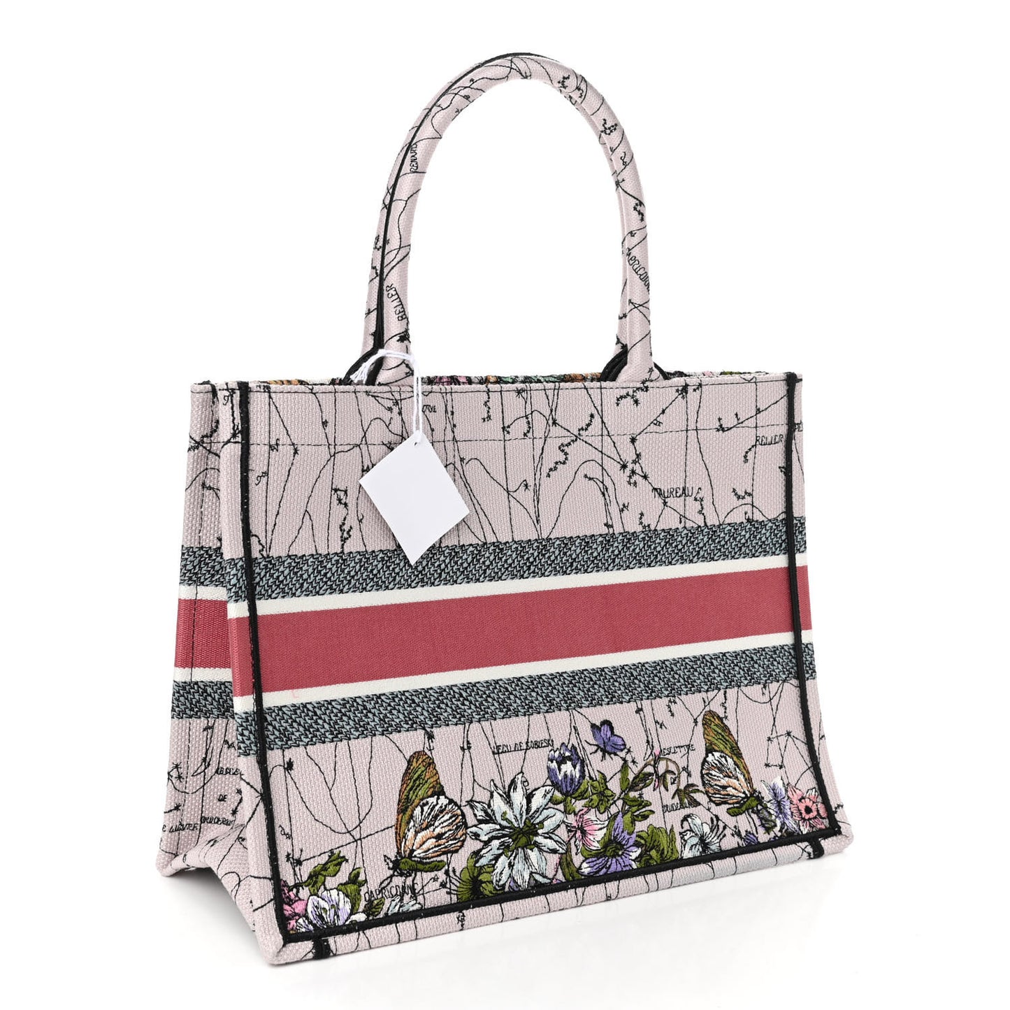 Canvas Embroidered Medium Zodiac Book Tote Latte Multicolor
