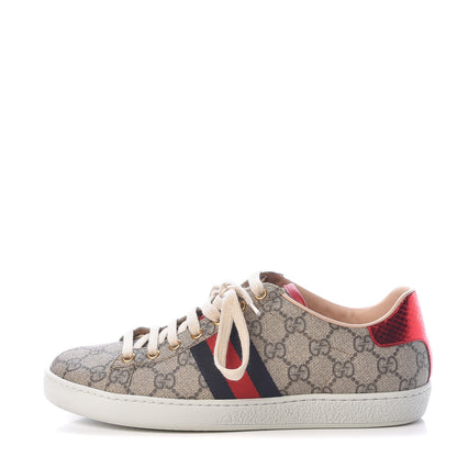Gucci GG Supreme Monogram Womens Ace Low-Top Sneaker 38 Beige 1 of 11