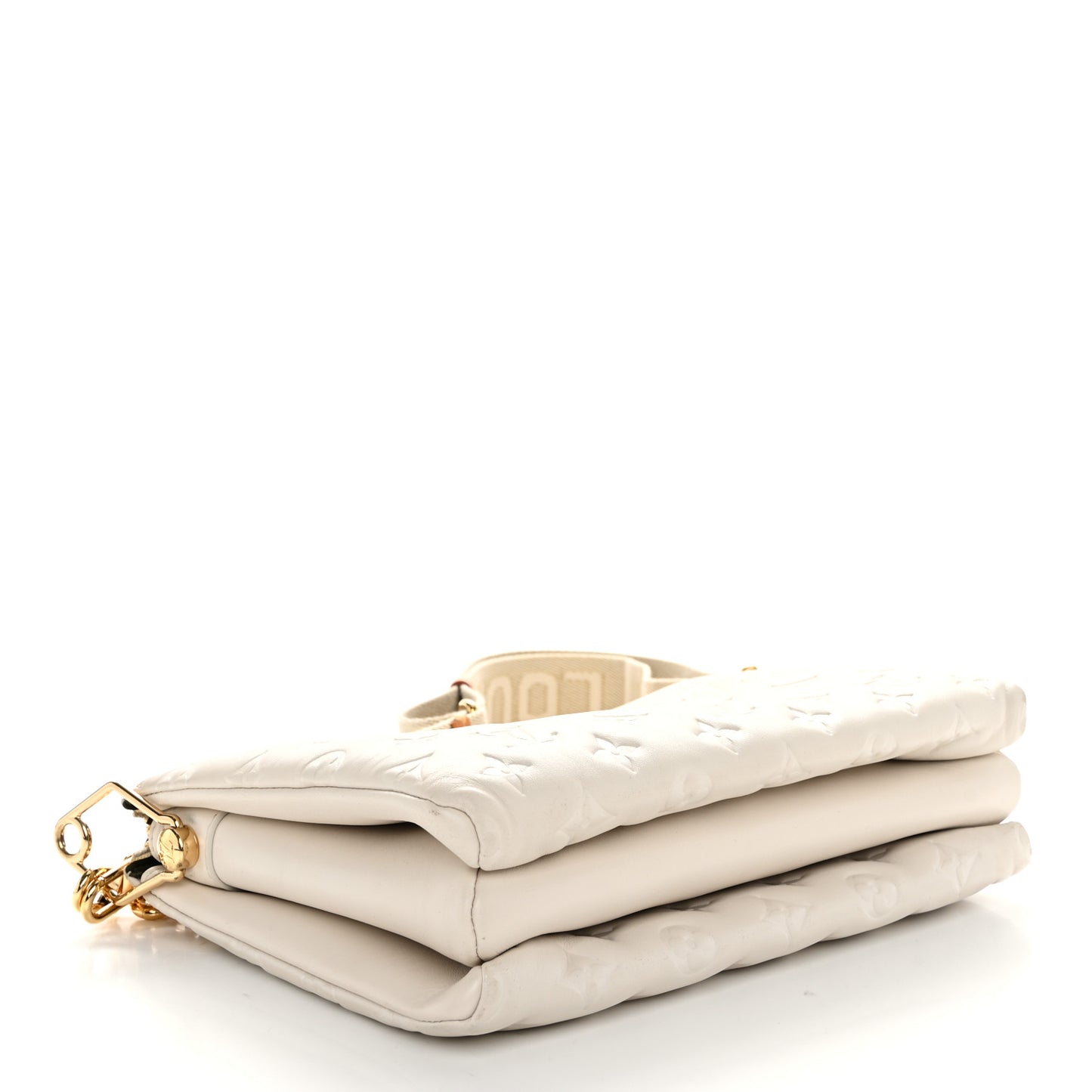 Lambskin Embossed Monogram Coussin PM Beige Cream