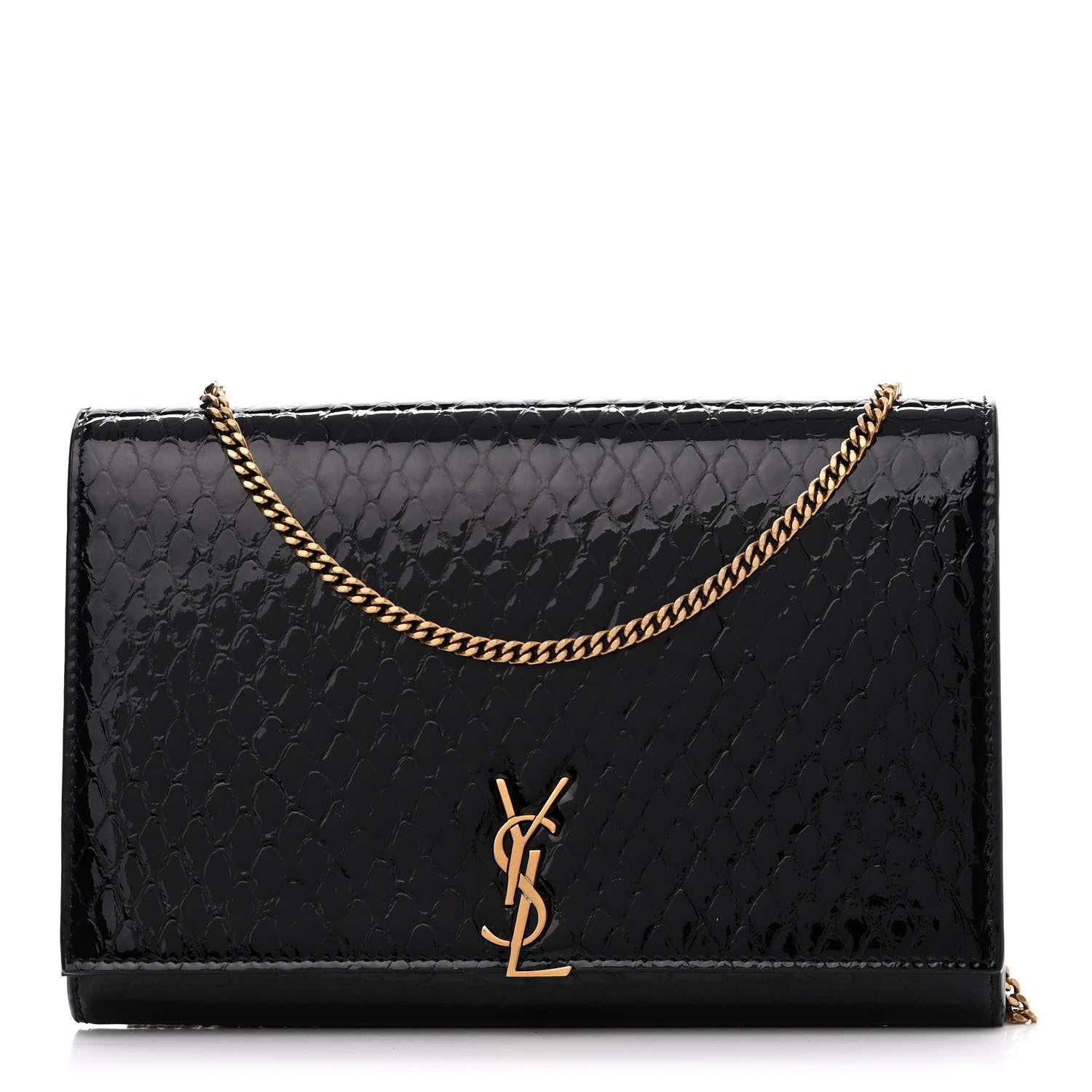 Saint Laurent Embossed Monogram Chain Wallet Black 1 of 10
