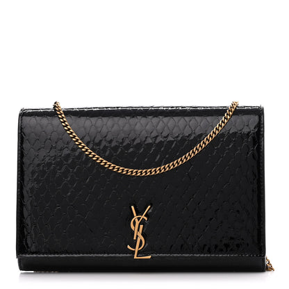 Saint Laurent Embossed Monogram Chain Wallet Black 1 of 10