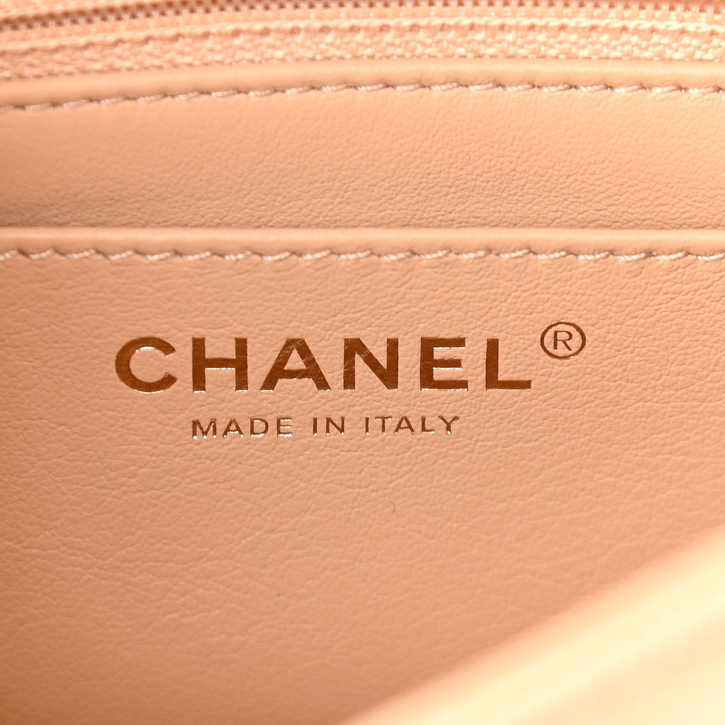 Lambskin Quilted Mini Pearl Crush Flap Beige