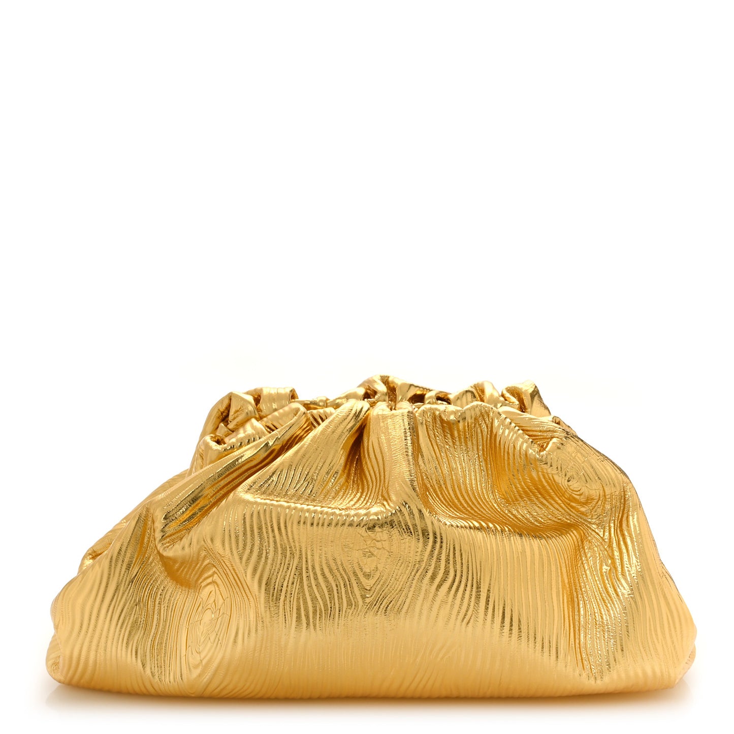 Metallic Bark Calfskin Embossed The Pouch Oversized Clutch Oro