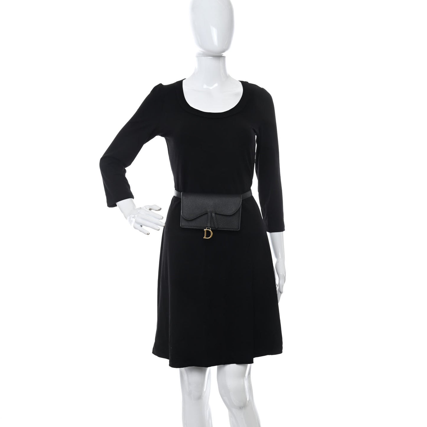Grained Calfskin Saddle Belt Clutch Black