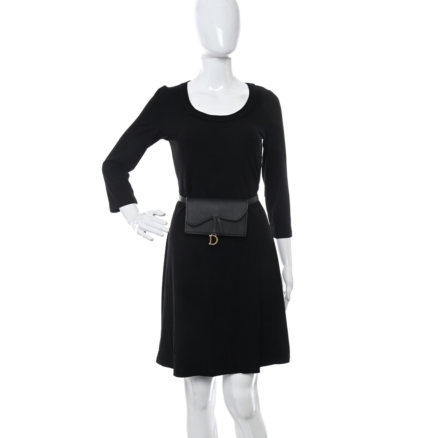 Christian Dior Grained Calfskin Saddle Belt Clutch Black 2 of 10