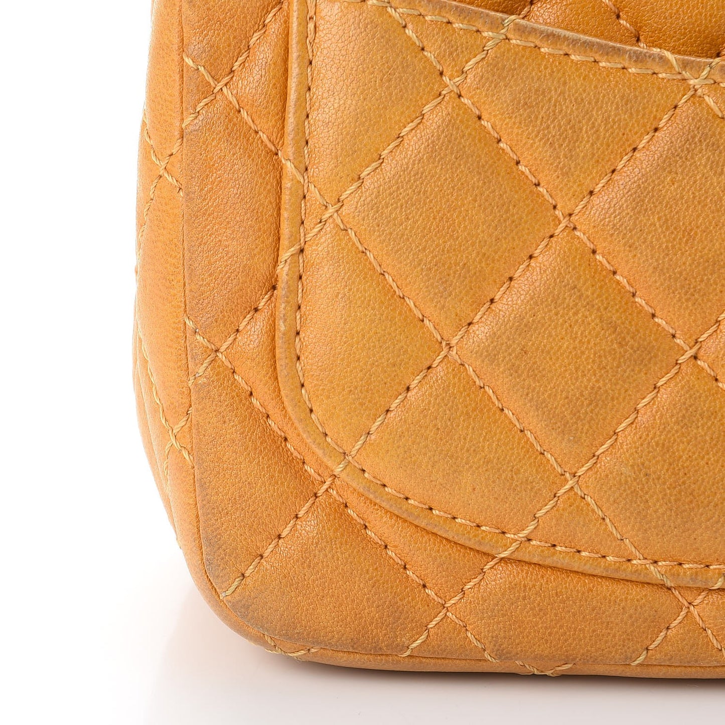 Glazed Lambskin Quilted Mini Bijoux Chain Square Flap Mango