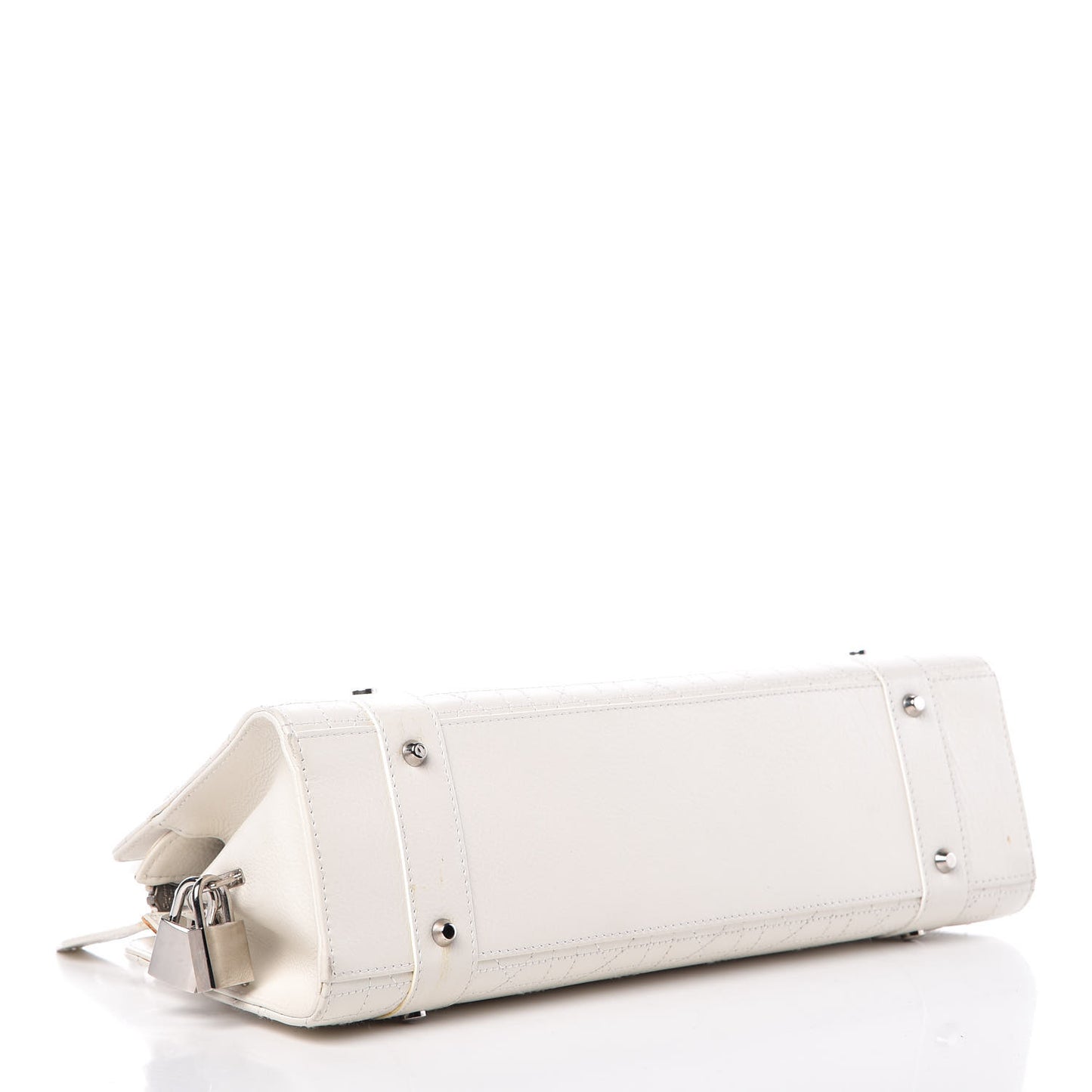 Calfskin Cannage Stitched East West Lady Dior White