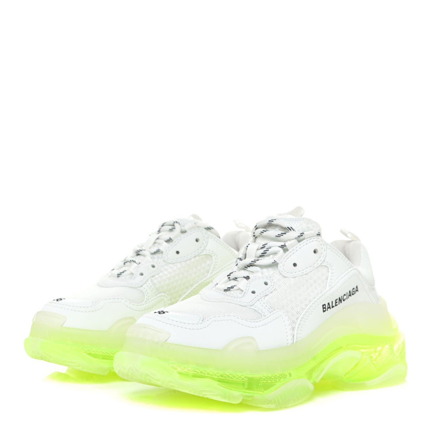 Fabric Mesh Clear Sole Fluo Womens Triple S Sneakers 36 White Fluo Yellow