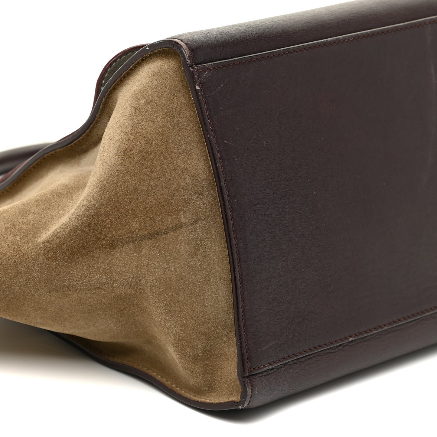 Calfskin Suede Tri-Color Medium Trapeze Burgundy