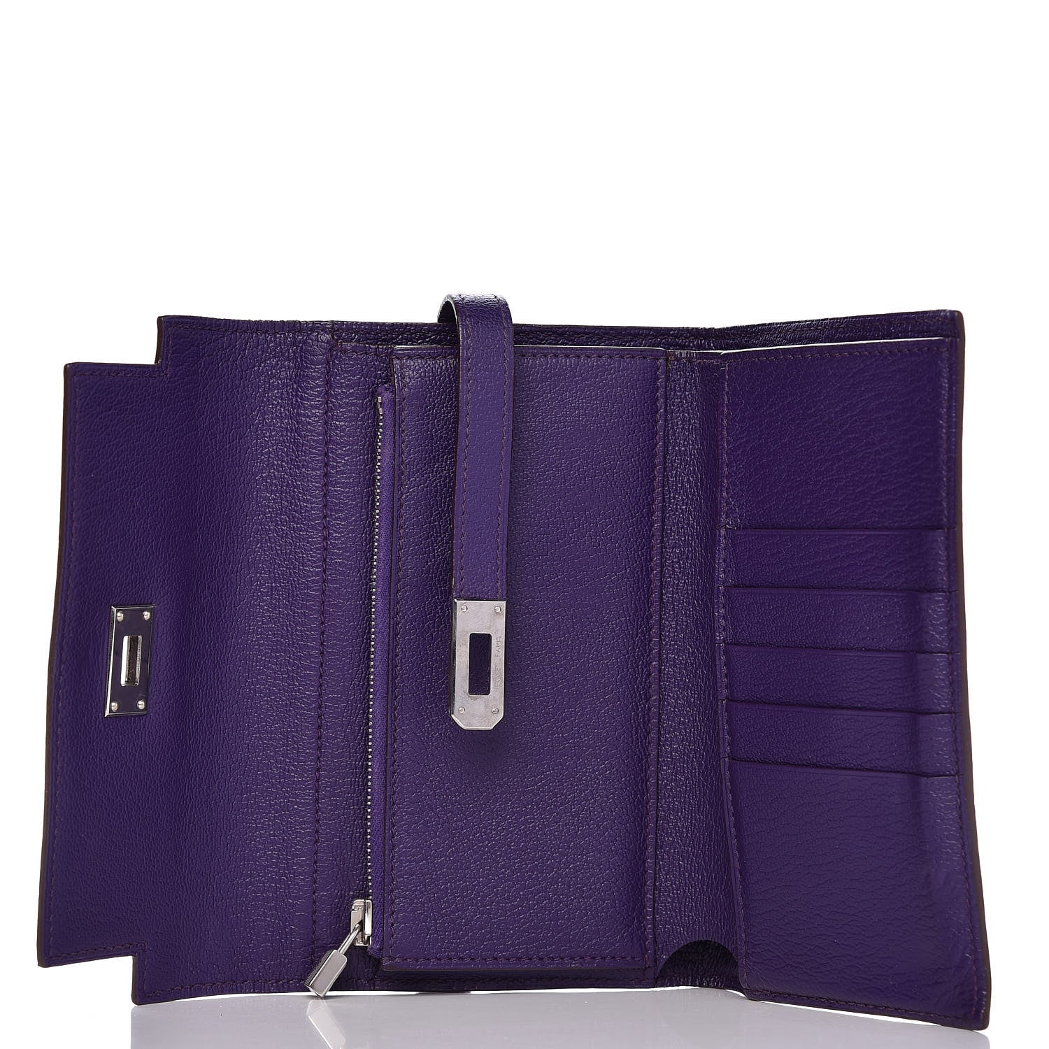 Hermes Chevre Mysore Medium Kelly Wallet Iris 5 of 9