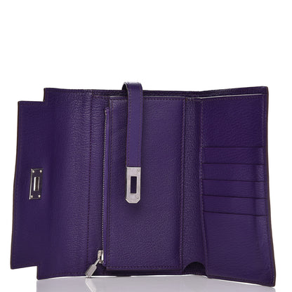 Hermes Chevre Mysore Medium Kelly Wallet Iris 5 of 9