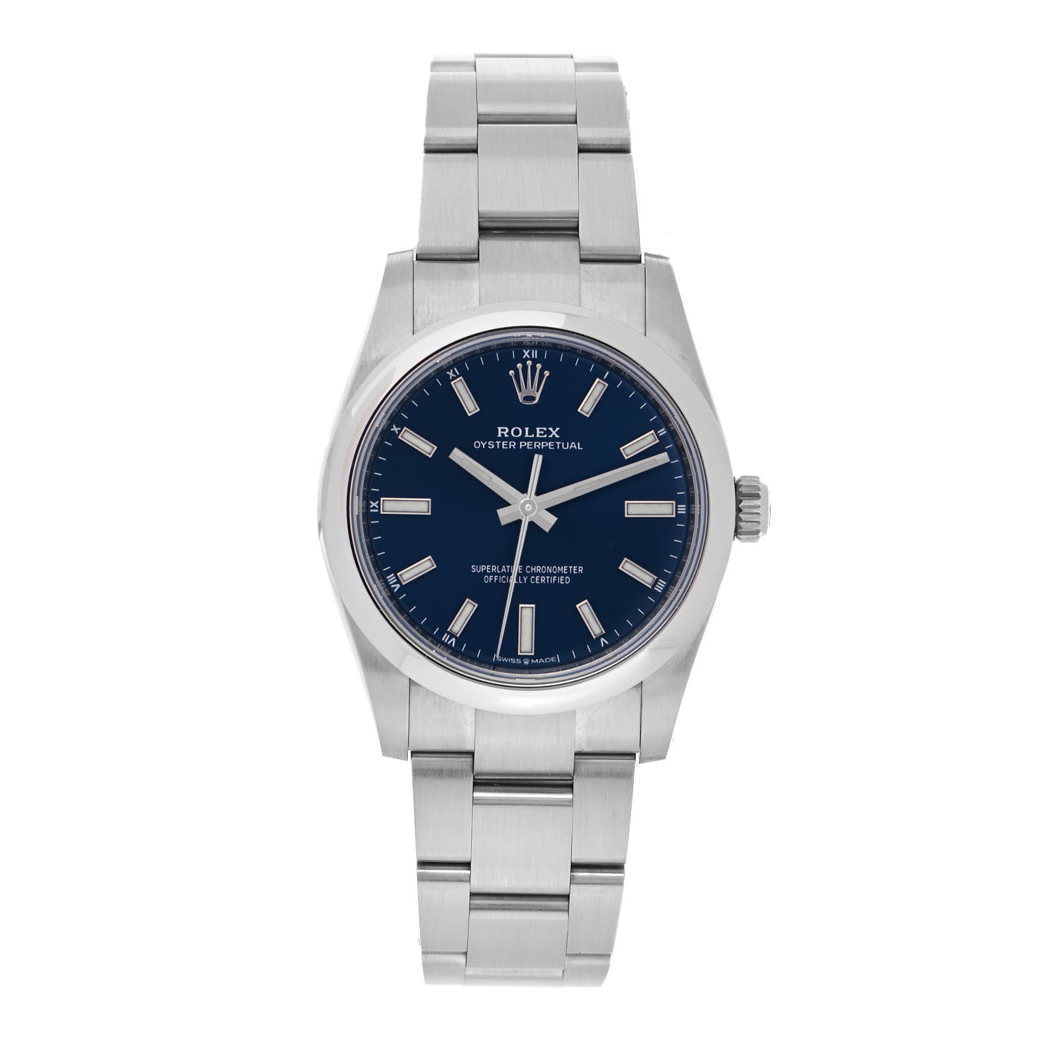 Rolex Stainless Steel 34mm Oyster Perpetual Watch Bright Blue 124200 1 of 5