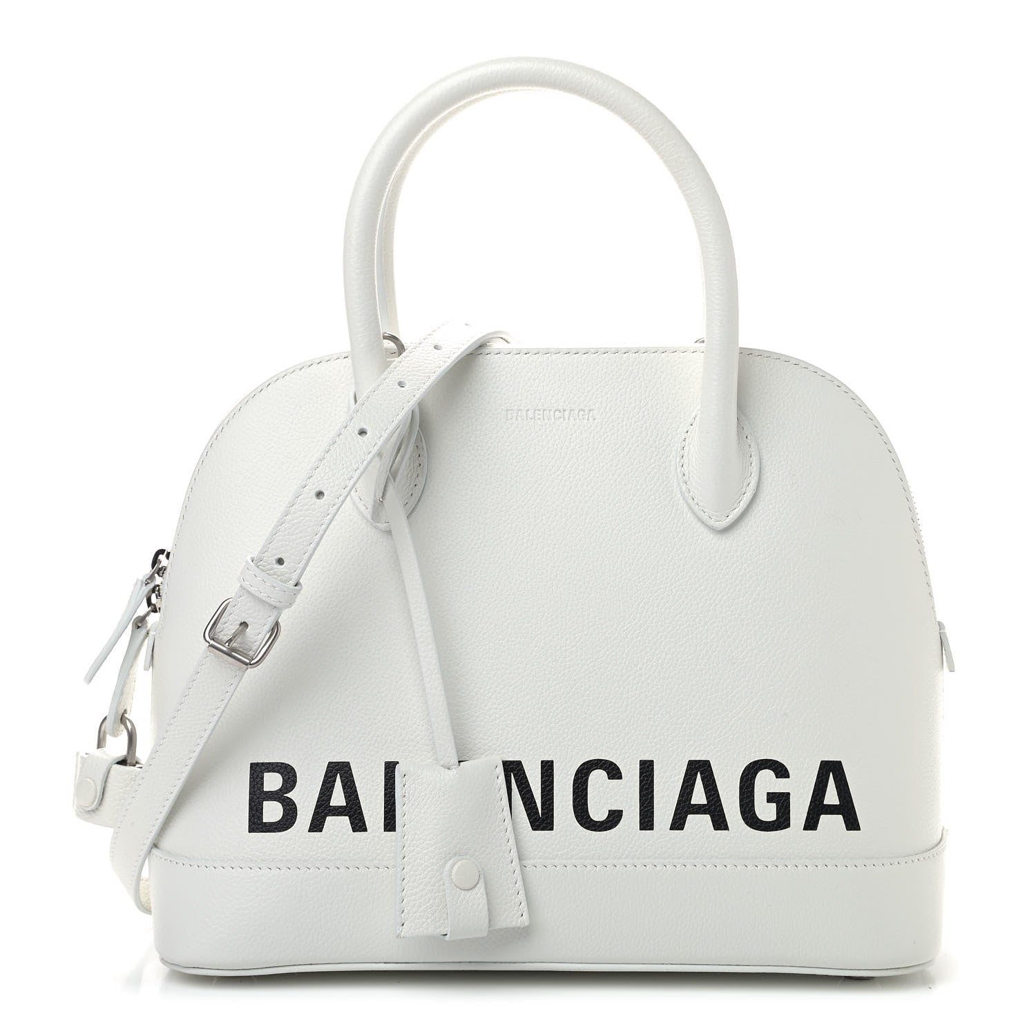 Balenciaga Grained Calfskin Logo S Ville Top Handle Bag White Black 1 of 10