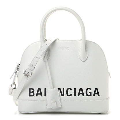 Balenciaga Grained Calfskin Logo S Ville Top Handle Bag White Black 1 of 10