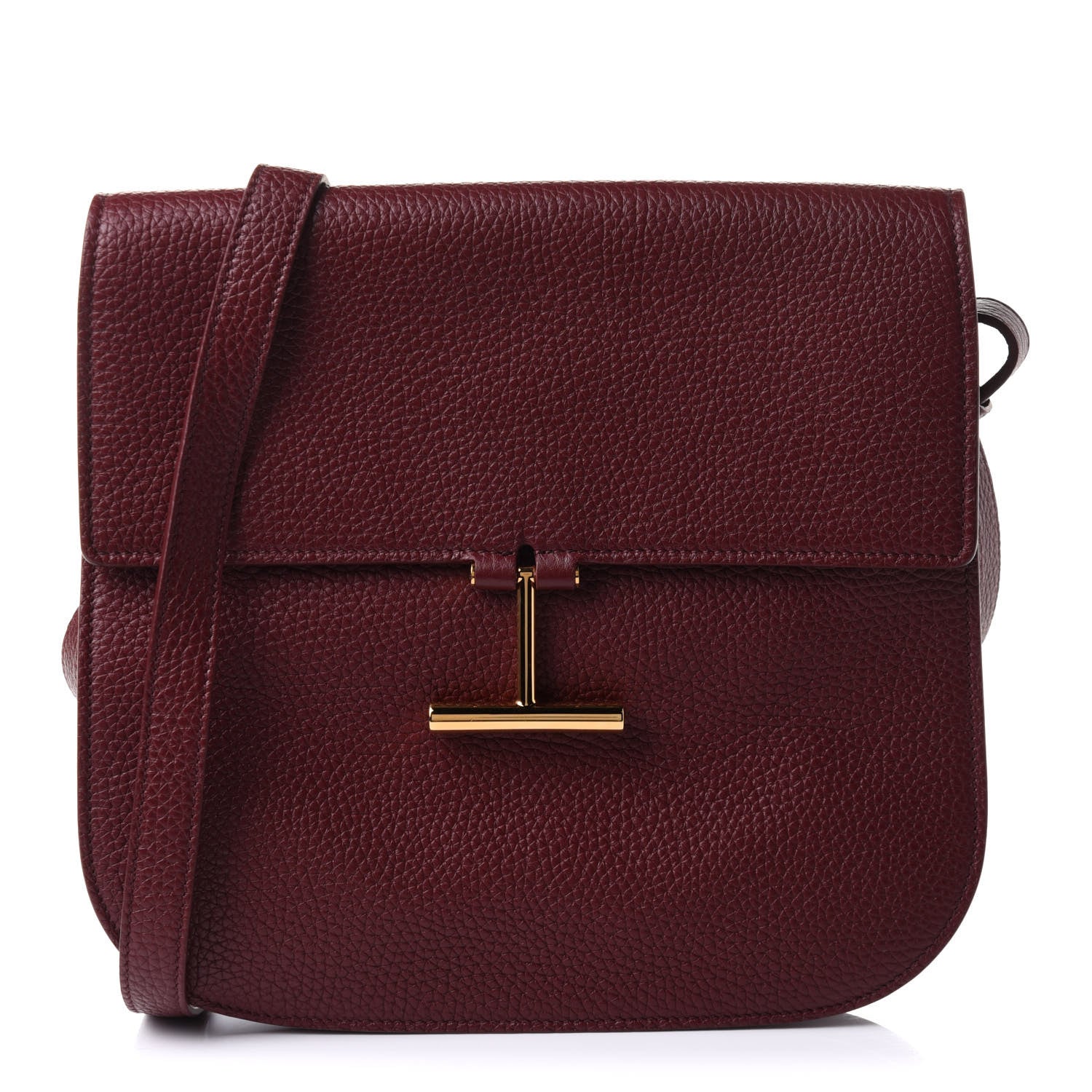 Tom Ford Grained Calfskin T Clasp Tara Crossbody Bag Cabernet 1 of 9
