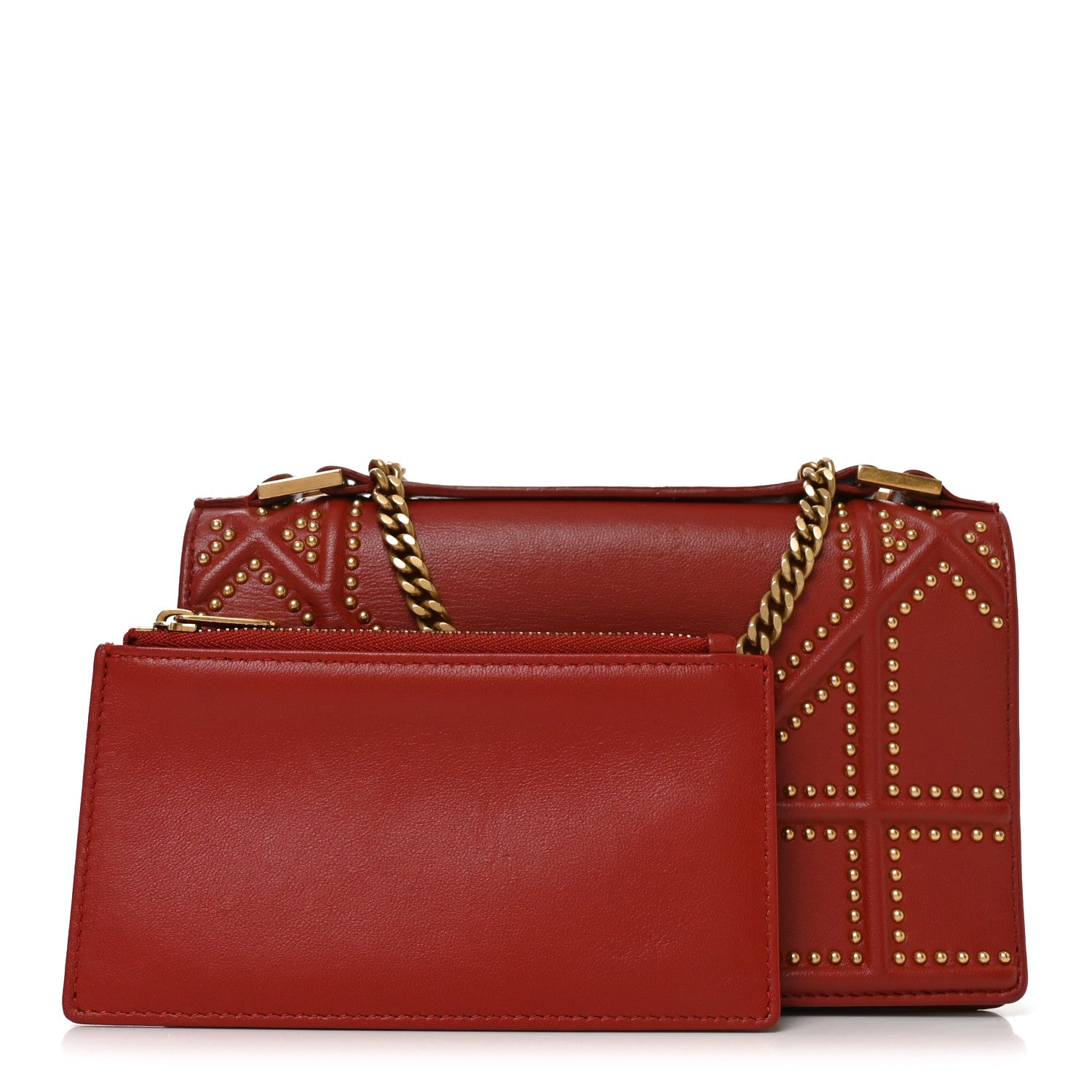 Christian Dior Calfskin Studded Diorama Flap Bag Red 2 of 10