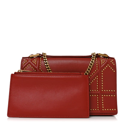 Christian Dior Calfskin Studded Diorama Flap Bag Red 2 of 10