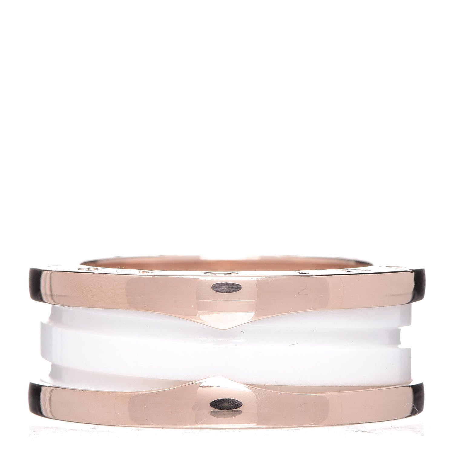 Bulgari 18K Rose Gold White Ceramic B.Zero1 Two-Band Ring 51 5.75 7 of 12