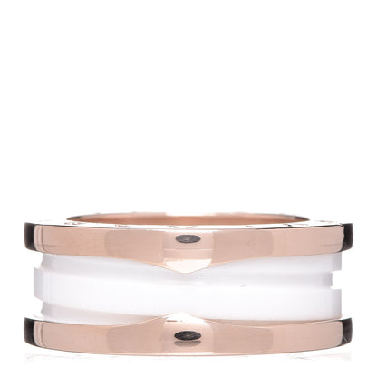 Bulgari 18K Rose Gold White Ceramic B.Zero1 Two-Band Ring 51 5.75 7 of 12
