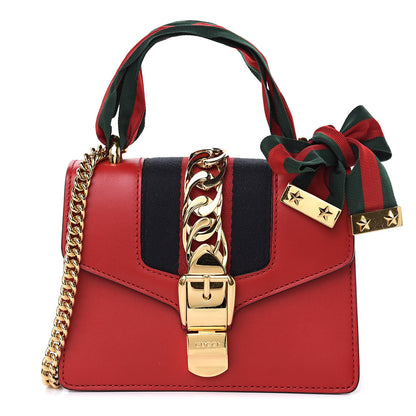 Gucci Calfskin Mini Sylvie Chain Shoulder Bag Hibiscus Red 1 of 12