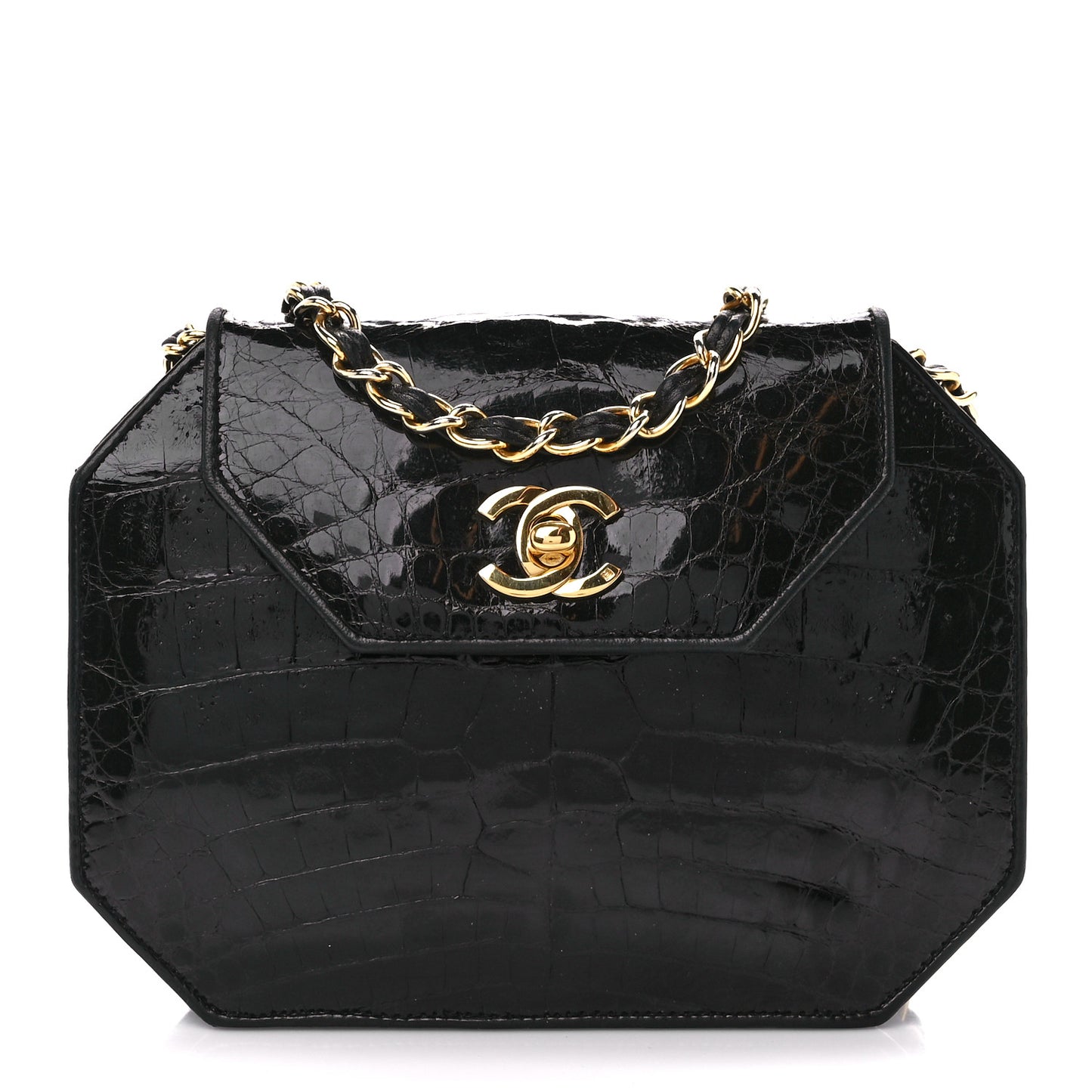 Shiny Crocodile Flap Black