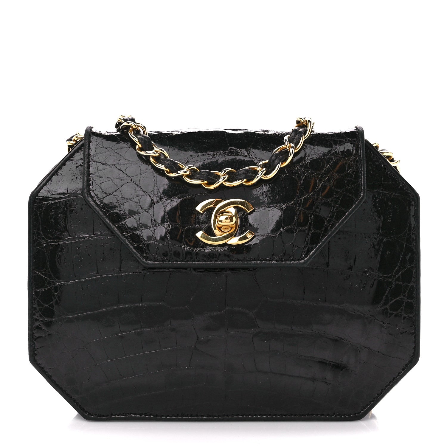 Chanel Shiny Crocodile Flap Black 1 of 13