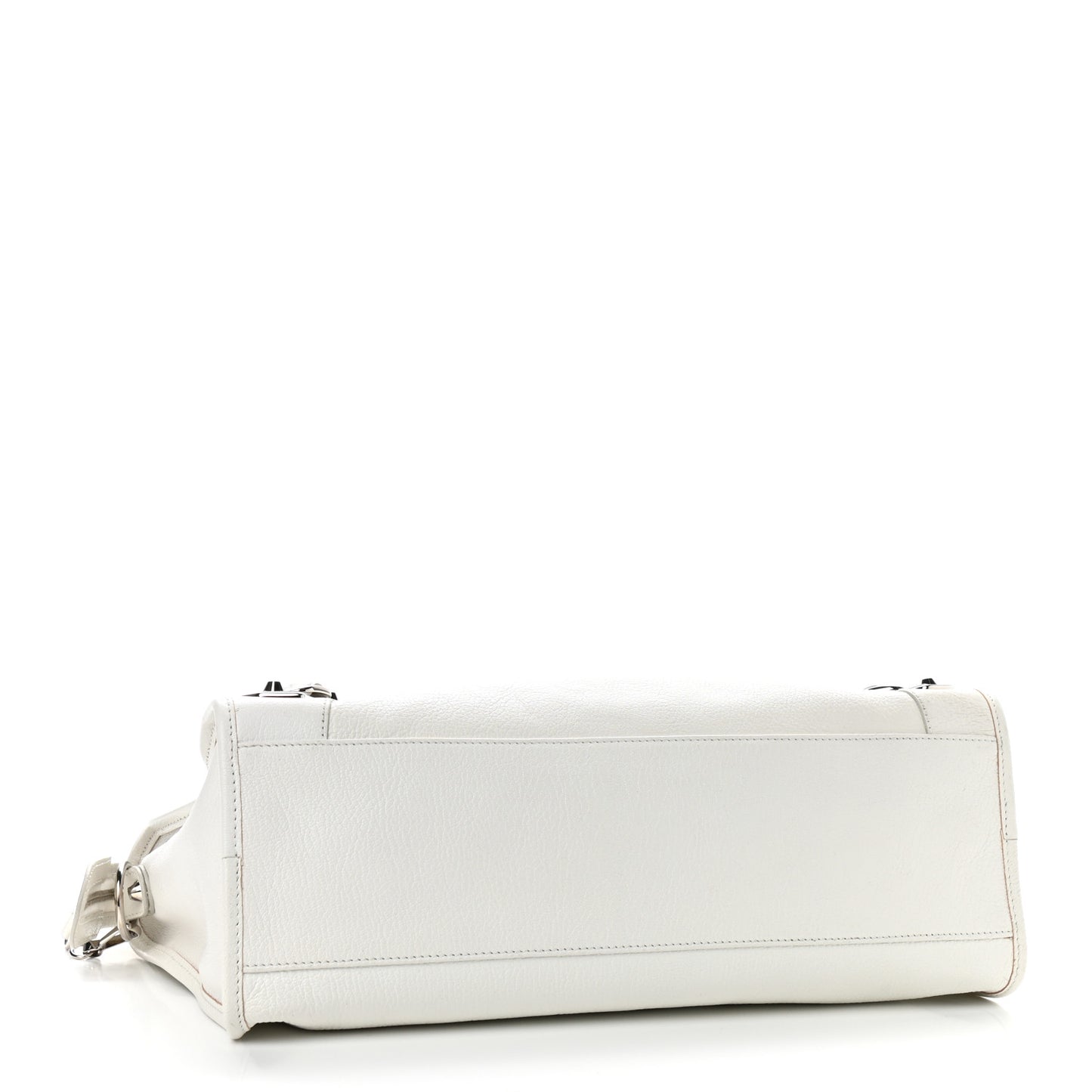 Chevre Silver Metallic Edge Hardware City White